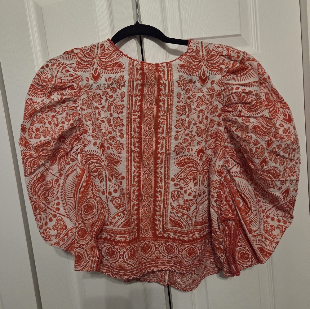 FARM Rio Red and White Floral Blouse
